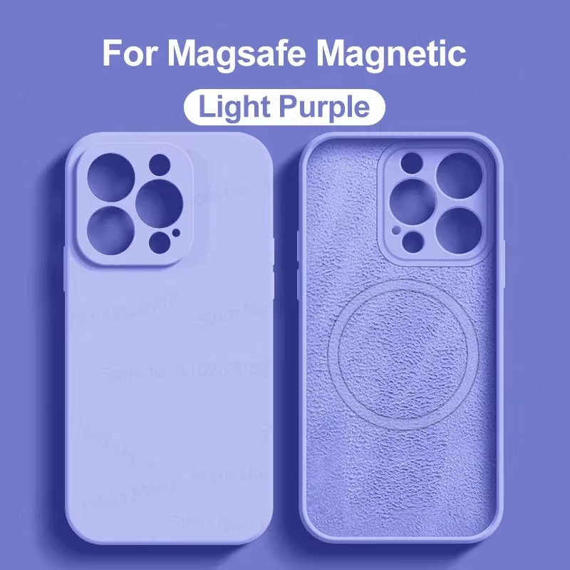 Luxury iPhone Case MagSafe Compatible — Liquid Silicone Soft Cover, Magnetic, Full Protection, Shockproof, Anti-Fingerprint, Slim Lightweight Funda