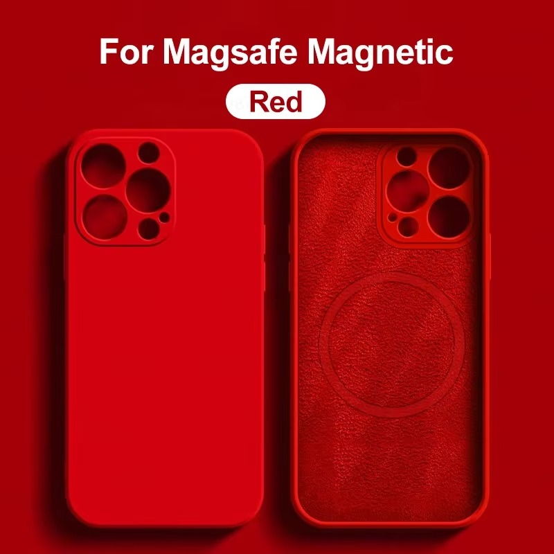 Luxury iPhone Case MagSafe Compatible — Liquid Silicone Soft Cover, Magnetic, Full Protection, Shockproof, Anti-Fingerprint, Slim Lightweight Funda