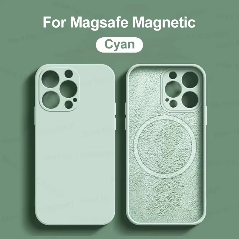 Luxury iPhone Case MagSafe Compatible — Liquid Silicone Soft Cover, Magnetic, Full Protection, Shockproof, Anti-Fingerprint, Slim Lightweight Funda