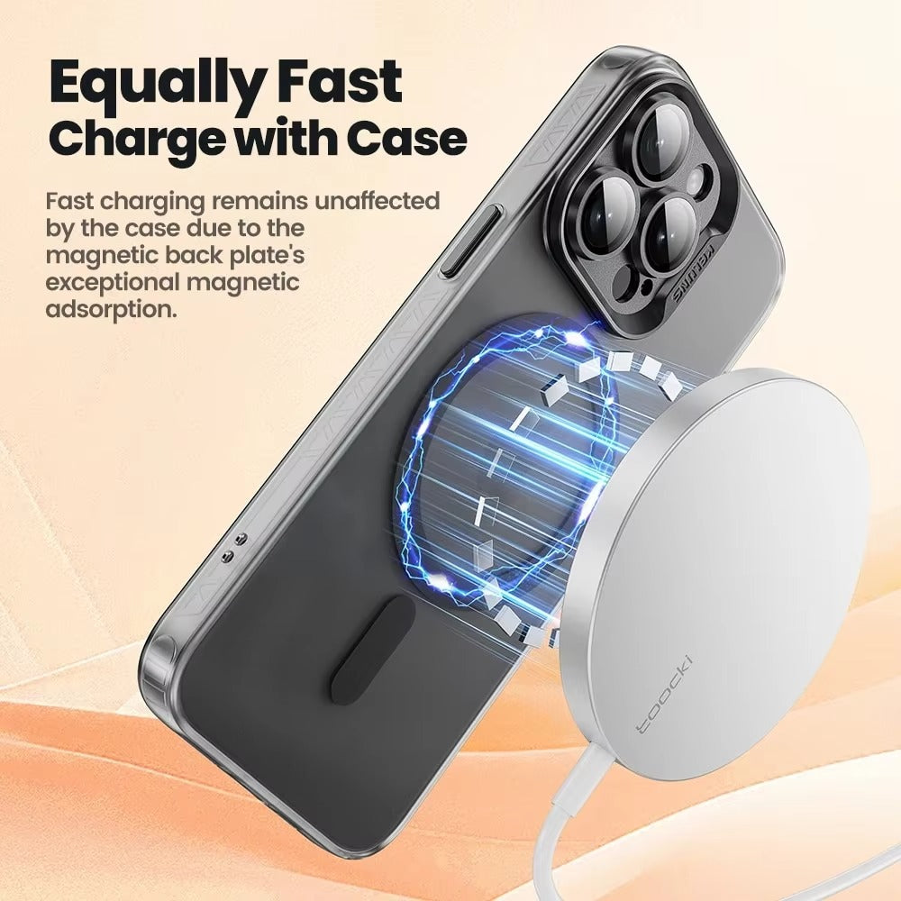 Luxury iPhone Case MagSafe Compatible — Matte Magnetic Wireless Charging, Shockproof Full Coverage with Lens Protection, Transparent Cover