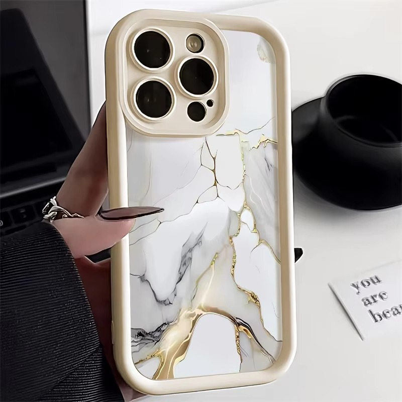 Luxury iPhone Case Marble Pattern Soft TPU Silicone — Shockproof, Anti-Fingerprint, Anti-Scratch, Non-Slip, Lightweight Full Coverage Cover