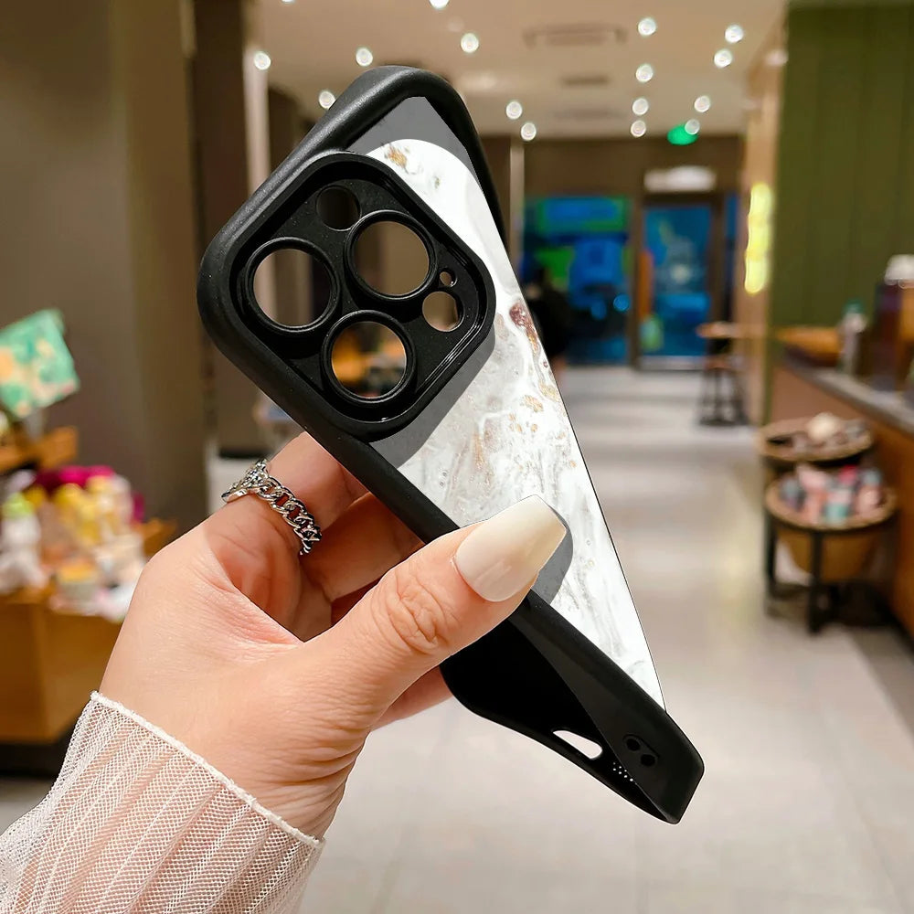 Luxury iPhone Case Marble Pattern Soft TPU Silicone — Shockproof, Anti-Fingerprint, Anti-Scratch, Non-Slip, Lightweight Full Coverage Cover