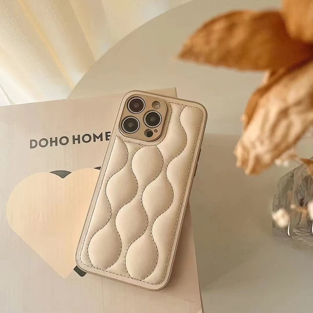 Luxury iPhone Case Retro Chocolate Water Ripple Design — Geometric Art Pattern, Cute Shockproof Full Coverage, Anti-Fingerprint Scratch-Resistant Cover