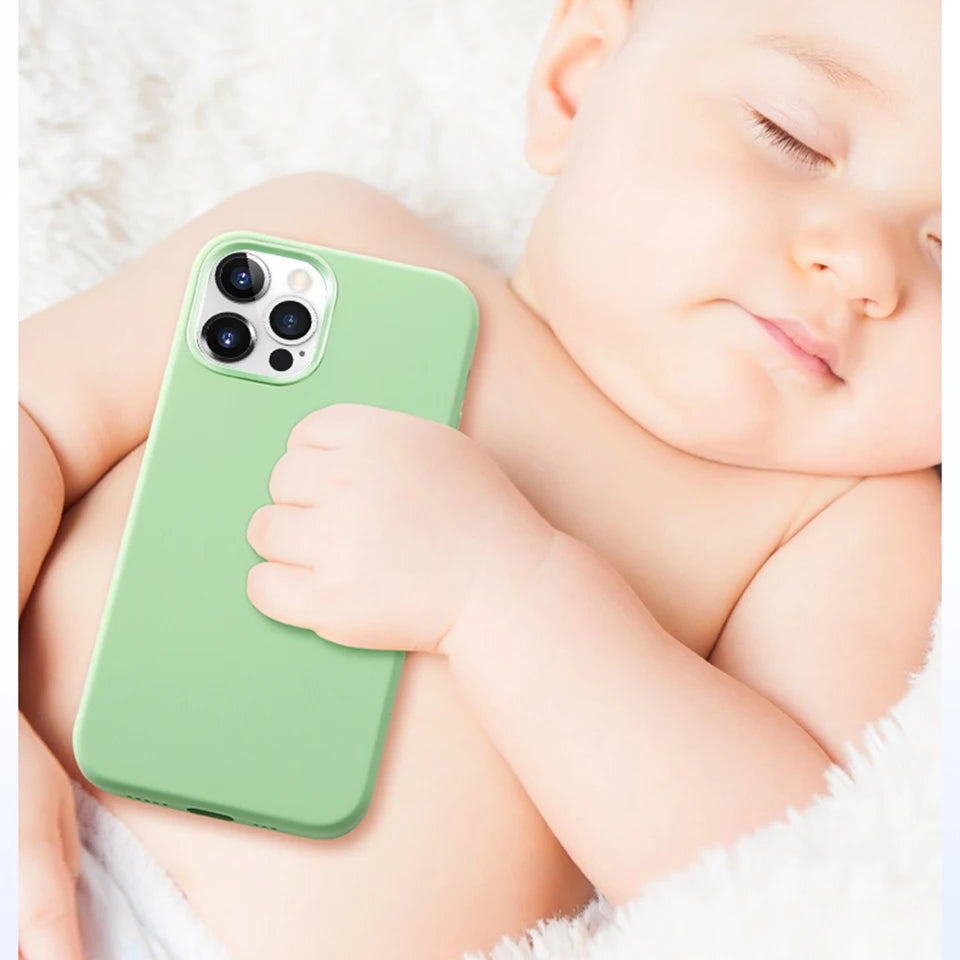 Luxury iPhone Case Shockproof Liquid Silicone Bumper — Soft Cover Protective Shell, Lightweight Anti-Scratch Design, Full Edge Protection