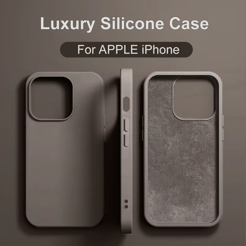 Luxury iPhone Case Shockproof Liquid Silicone Bumper — Soft Cover Protective Shell, Lightweight Anti-Scratch Design, Full Edge Protection