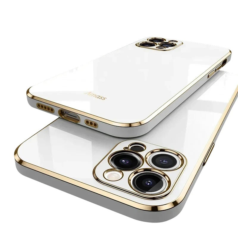 Luxury iPhone Case Soft Silicone Plating Cover — Solid Color Design, Slim Shockproof Protection, Flexible Anti-Scratch Finish, Lightweight and Stylish