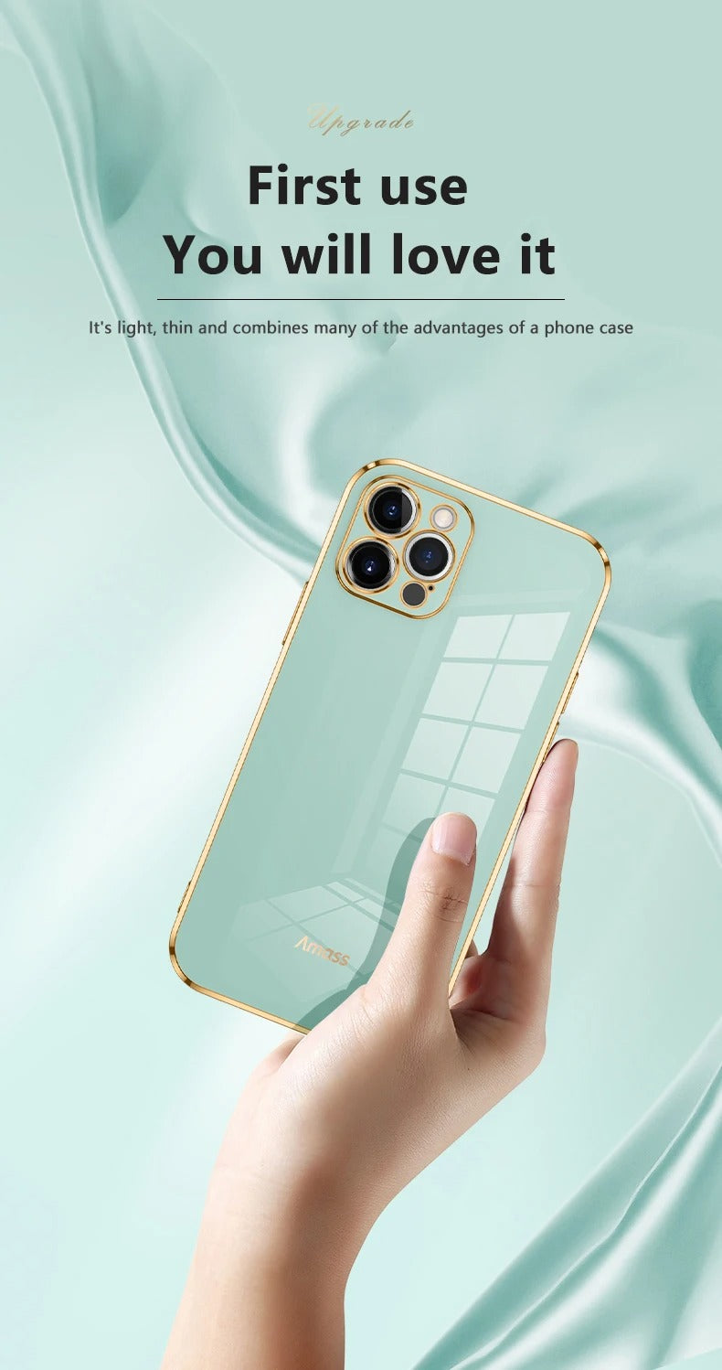 Luxury iPhone Case Solid Color Plating Cover — Soft Silicone Back, Slim Lightweight Design, Anti-Fingerprint Scratch-Resistant Finish, Stylish Minimalist Look