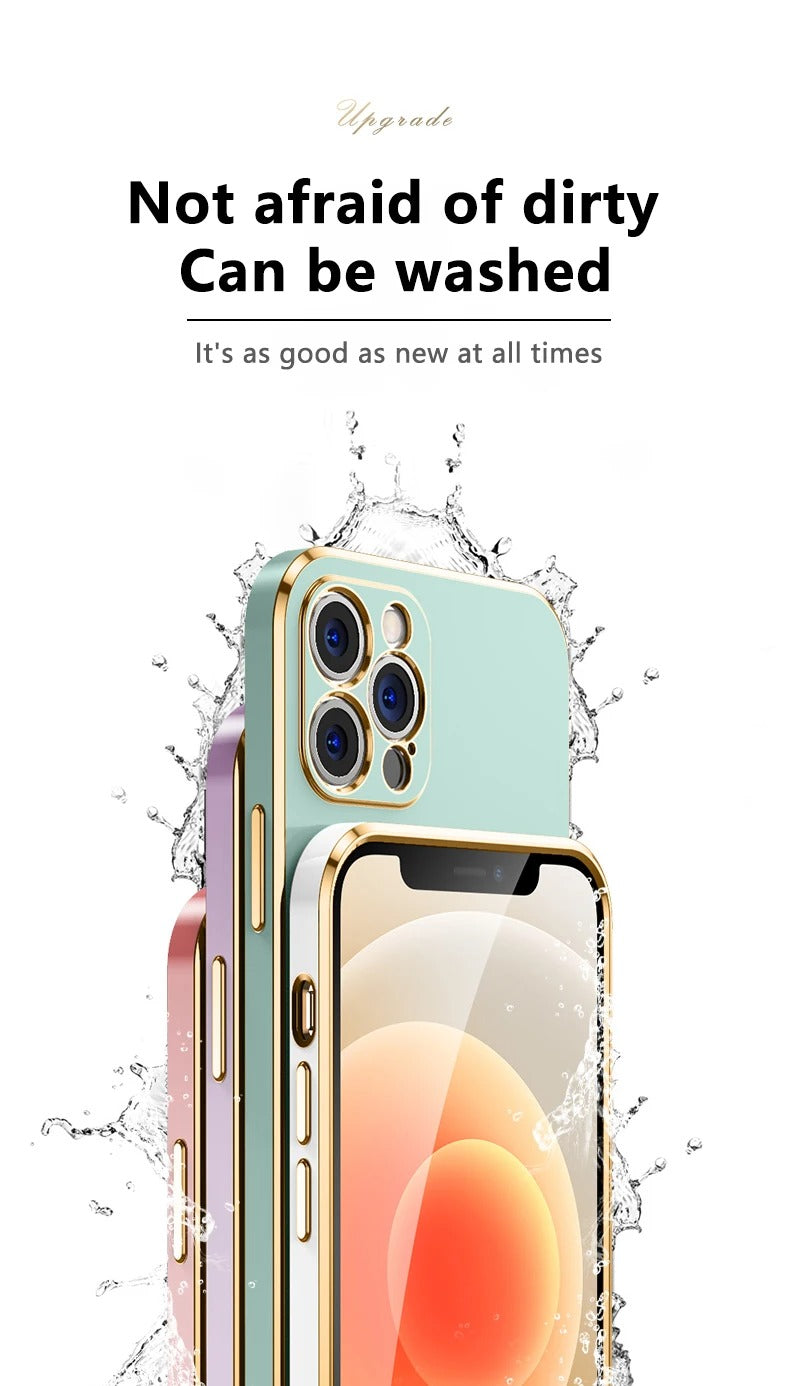 Luxury iPhone Case Solid Color Plating Cover — Soft Silicone Back, Slim Lightweight Design, Anti-Fingerprint Scratch-Resistant Finish, Stylish Minimalist Look