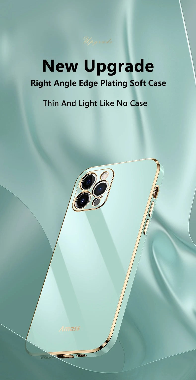 Luxury iPhone Case Solid Color Plating Cover — Soft Silicone Back, Slim Lightweight Design, Anti-Fingerprint Scratch-Resistant Finish, Stylish Minimalist Look