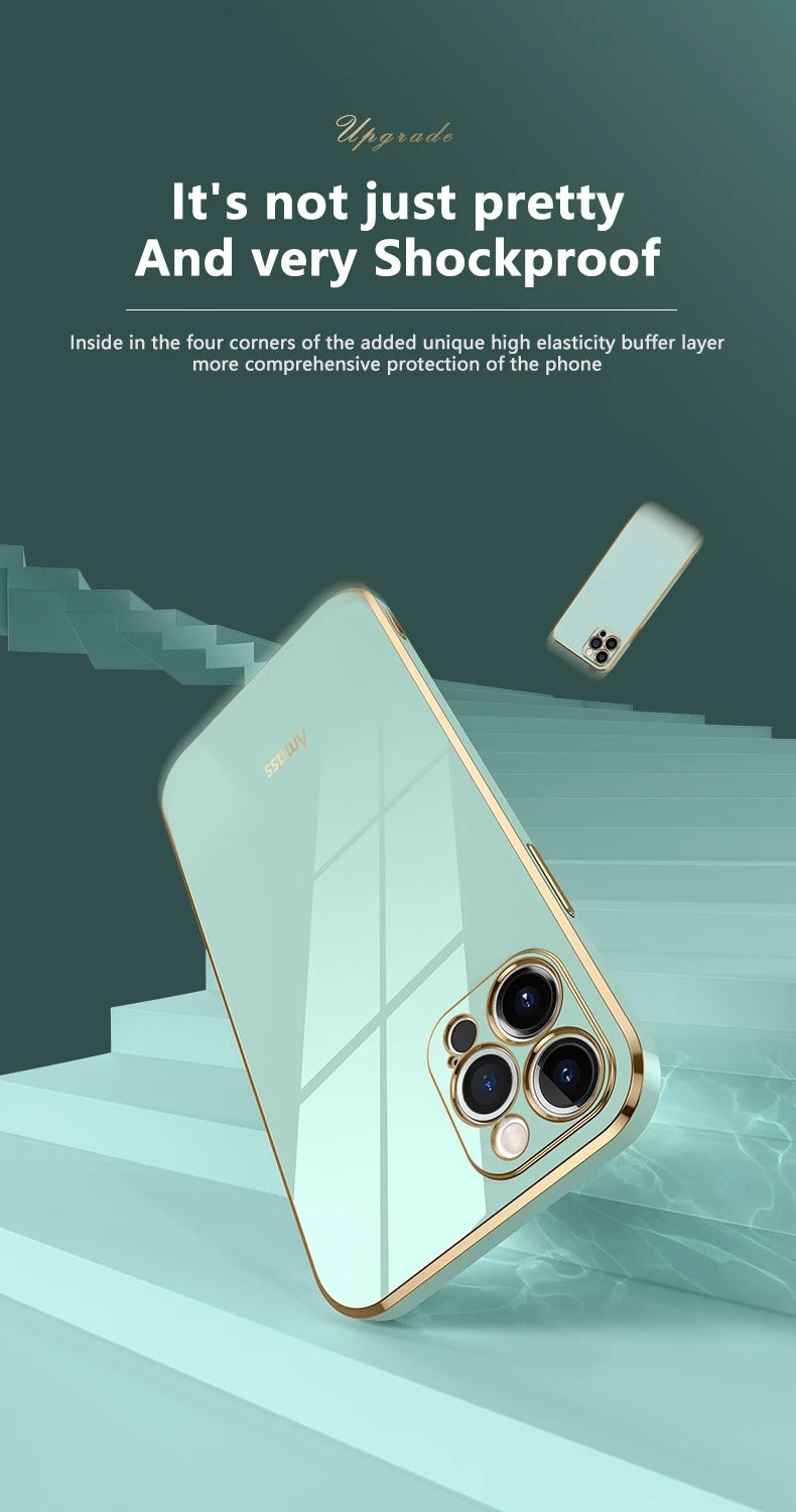 Luxury iPhone Case Solid Color Plating Cover — Soft Silicone Back, Slim Lightweight Design, Anti-Fingerprint Scratch-Resistant Finish, Stylish Minimalist Look