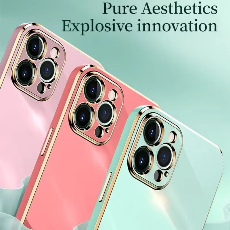 Luxury iPhone Case Solid Color Plating Cover — Soft Silicone Back, Slim Lightweight Design, Anti-Fingerprint Scratch-Resistant Finish, Stylish Minimalist Look