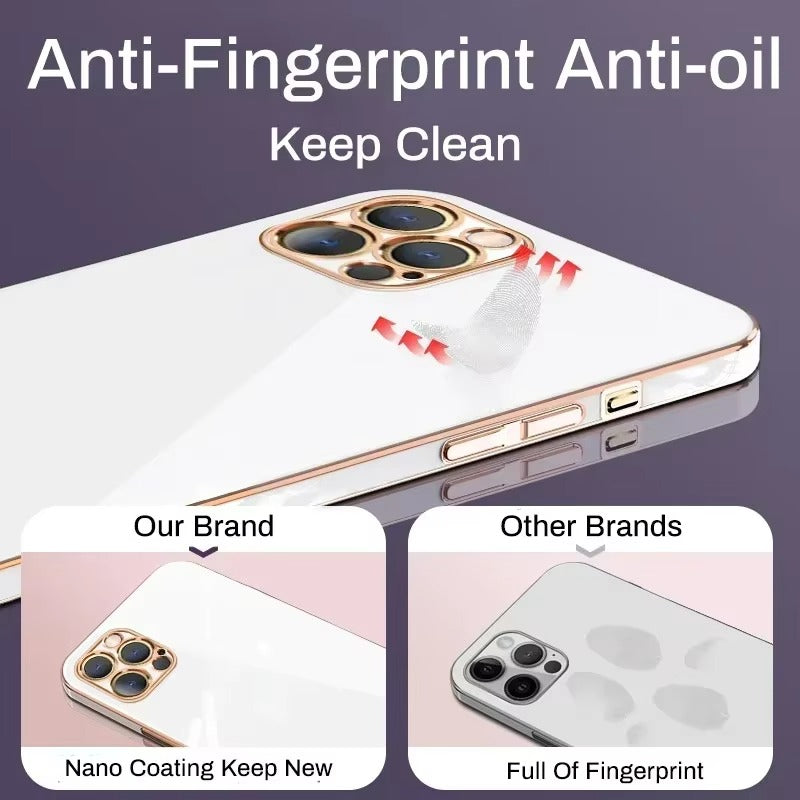 Luxury iPhone Case Solid Color Plating Cover — Soft Silicone Back, Slim Lightweight Design, Anti-Fingerprint Scratch-Resistant Finish, Stylish Minimalist Look