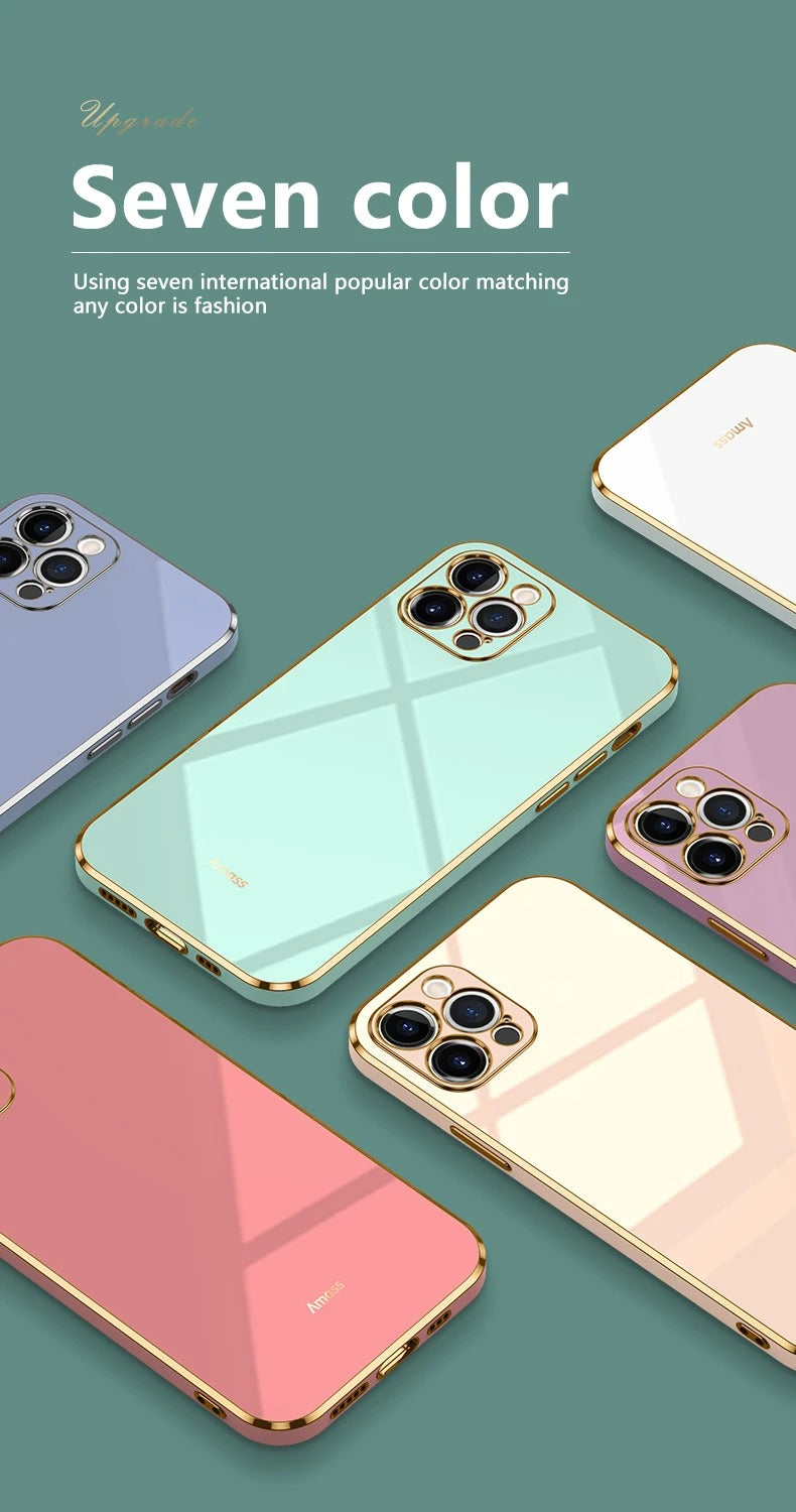 Luxury iPhone Case Solid Color Plating Cover — Soft Silicone Back, Slim Lightweight Design, Anti-Fingerprint Scratch-Resistant Finish, Stylish Minimalist Look