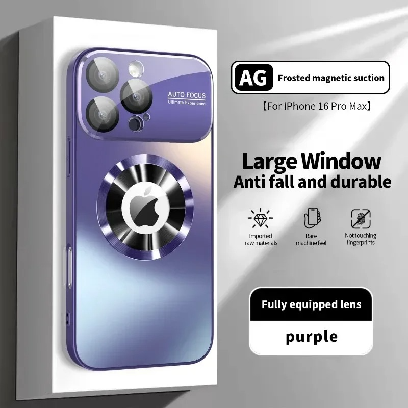 Luxury iPhone Case Titanium Metallic Matte Design — MagSafe Compatible with Glass Lens Protection, Slim Shockproof Anti-Fingerprint Scratch-Resistant Cover