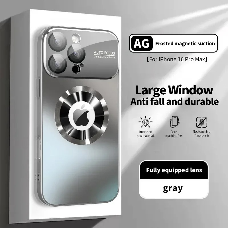 Luxury iPhone Case Titanium Metallic Matte Design — MagSafe Compatible with Glass Lens Protection, Slim Shockproof Anti-Fingerprint Scratch-Resistant Cover