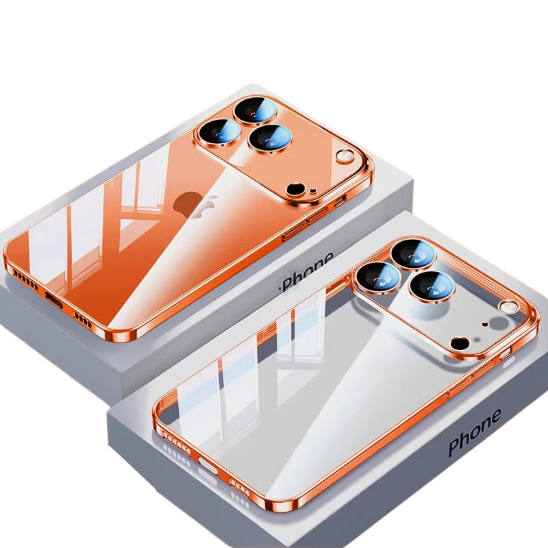 Luxury iPhone Case Ultra-Thin Transparent TPU Plating Cover — Full Lens Protection, Soft HD Shockproof Design, Anti-Fingerprint Scratch-Resistant Non-Slip Finish