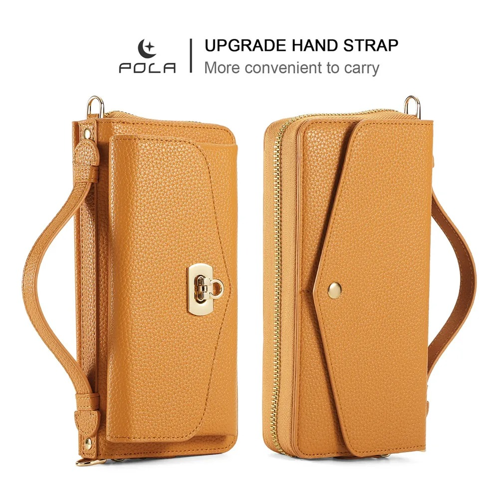 Luxury iPhone Case — 2-in-1 Detachable Leather Wallet Cover with Zipper Card Slot, Crossbody Lanyard, Magnetic Closure and Dual-Layer Protective Design