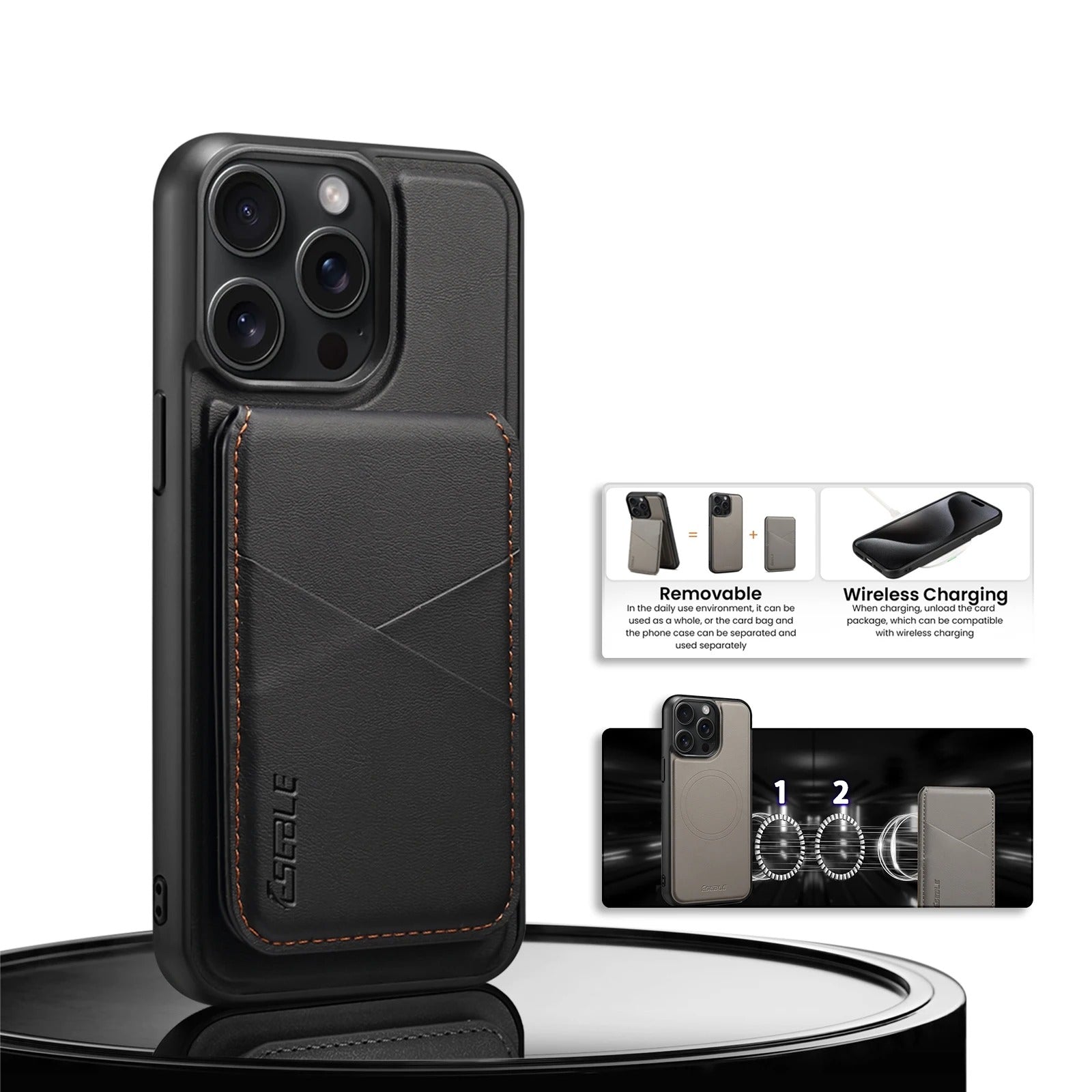 Luxury iPhone Case — 2-in-1 Detachable Magnetic Leather Wallet Cover with Card Holder Pocket and Shockproof Soft Protection