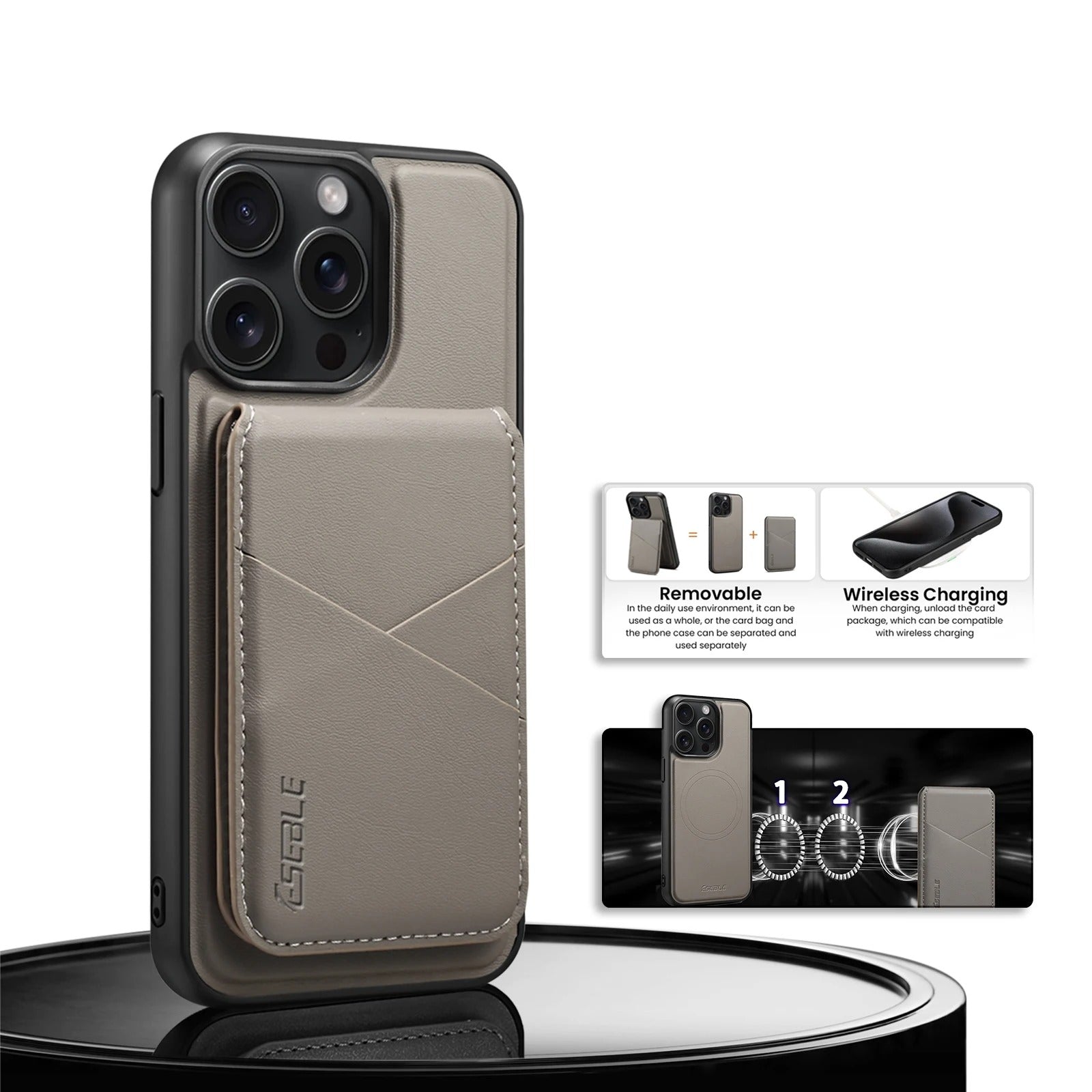 Luxury iPhone Case — 2-in-1 Detachable Magnetic Leather Wallet Cover with Card Holder Pocket and Shockproof Soft Protection