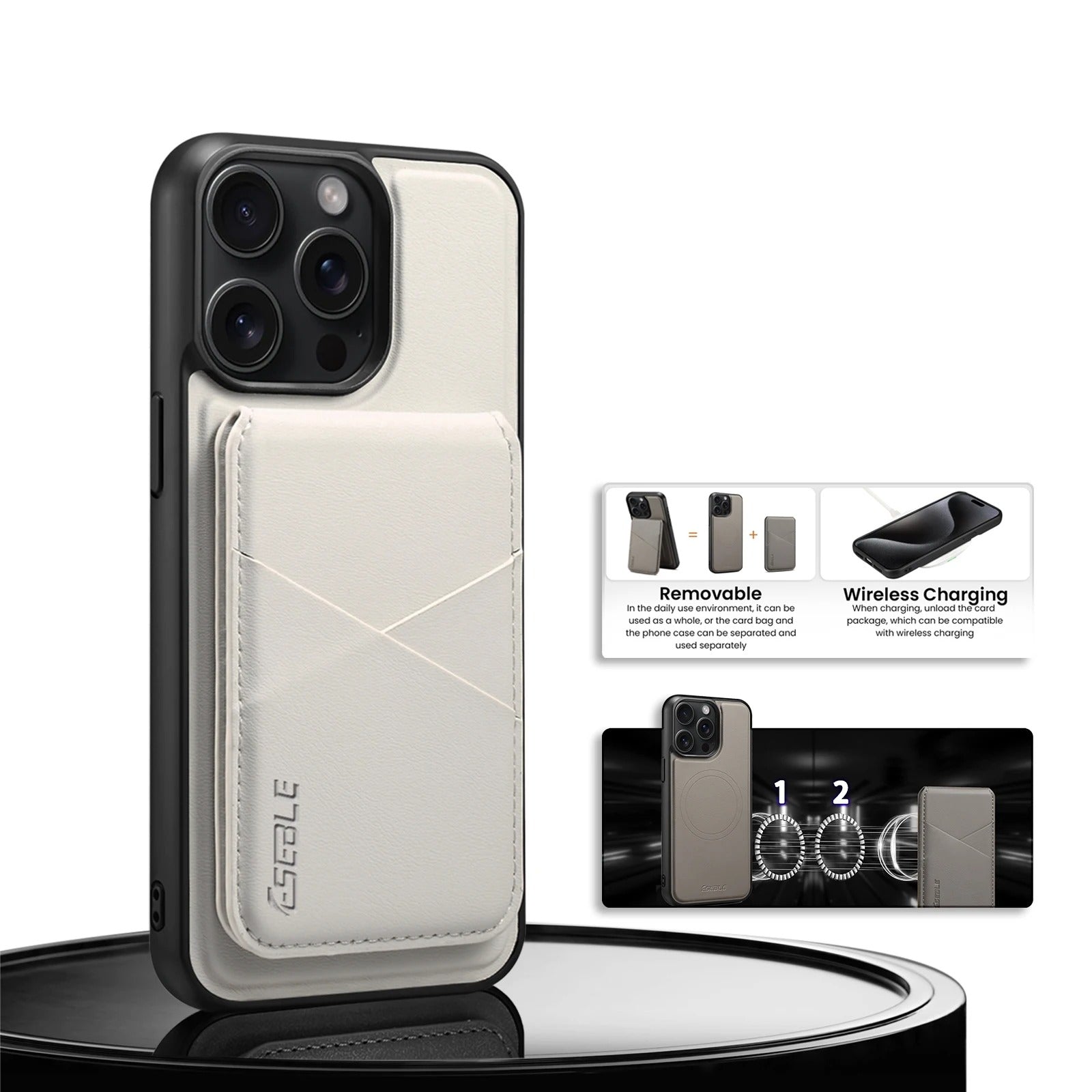 Luxury iPhone Case — 2-in-1 Detachable Magnetic Leather Wallet Cover with Card Holder Pocket and Shockproof Soft Protection