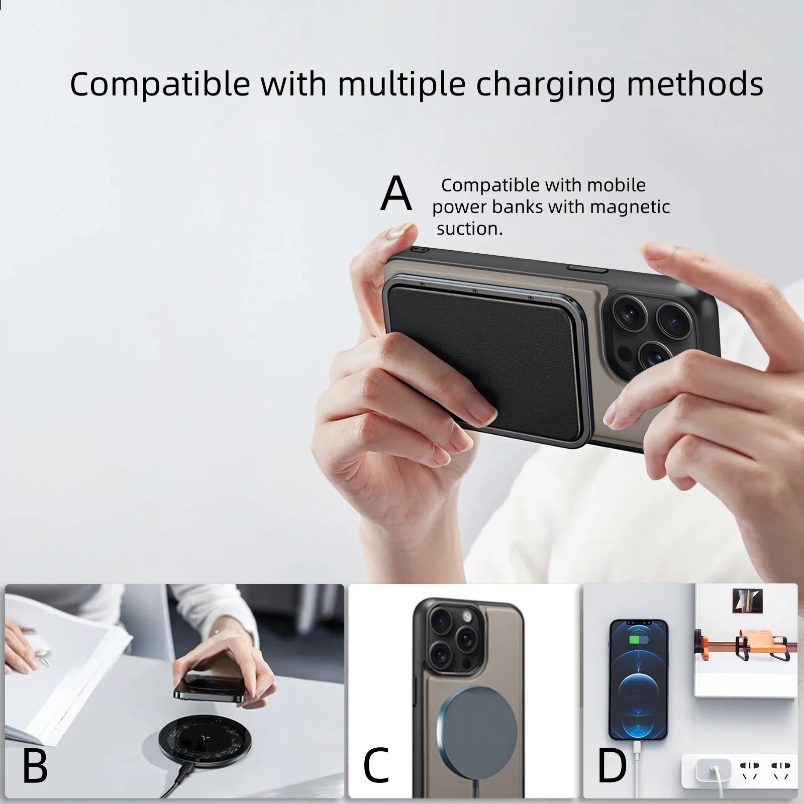 Luxury iPhone Case — 2-in-1 Detachable Magnetic Leather Wallet Cover with Card Holder Pocket and Shockproof Soft Protection