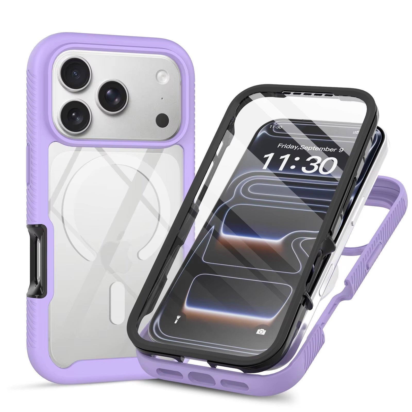 Luxury iPhone Case — 360° Full-Protection Magnetic Clear Cover with Built-In Screen Guard, Shockproof Anti-Fingerprint TPU+PC Design