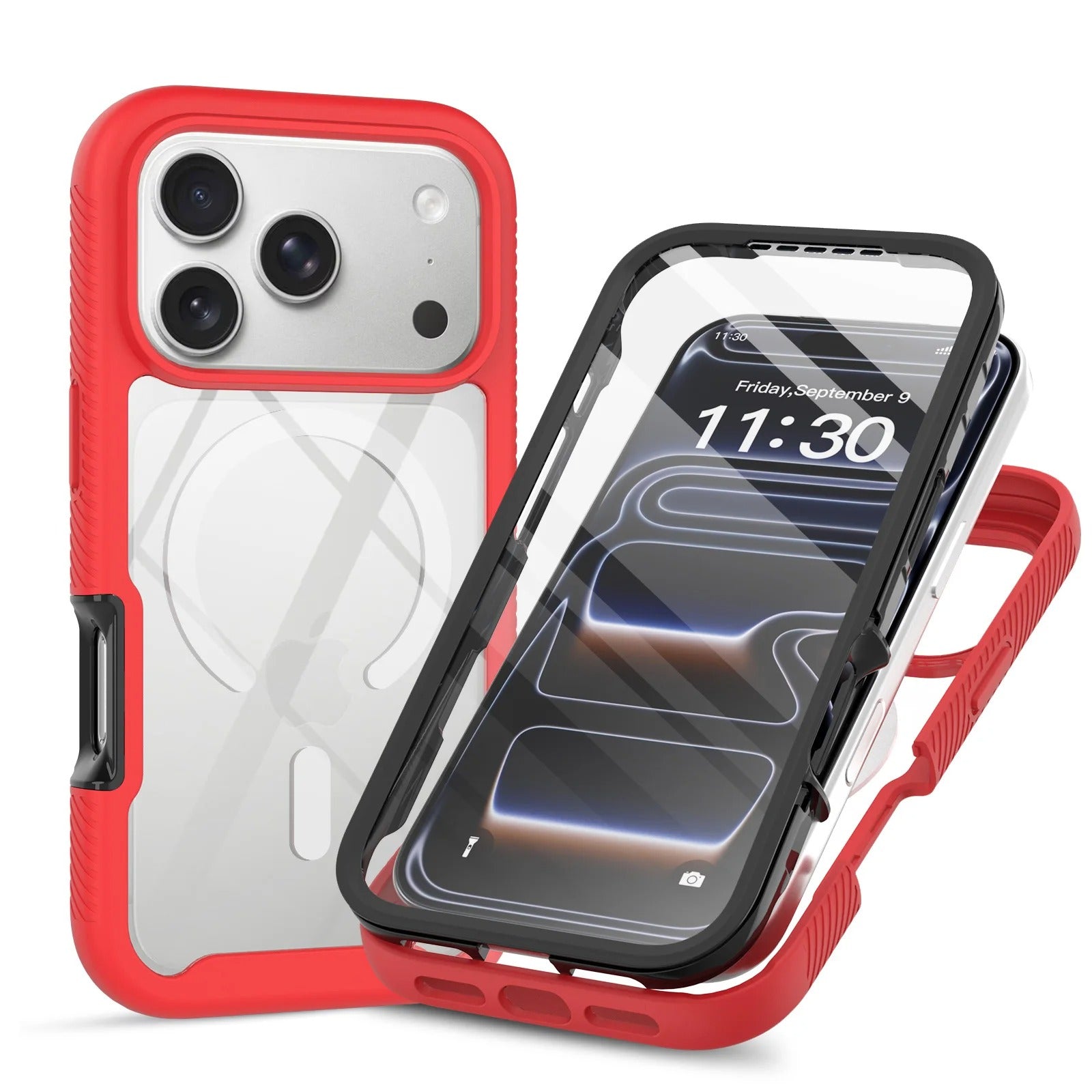 Luxury iPhone Case — 360° Full-Protection Magnetic Clear Cover with Built-In Screen Guard, Shockproof Anti-Fingerprint TPU+PC Design