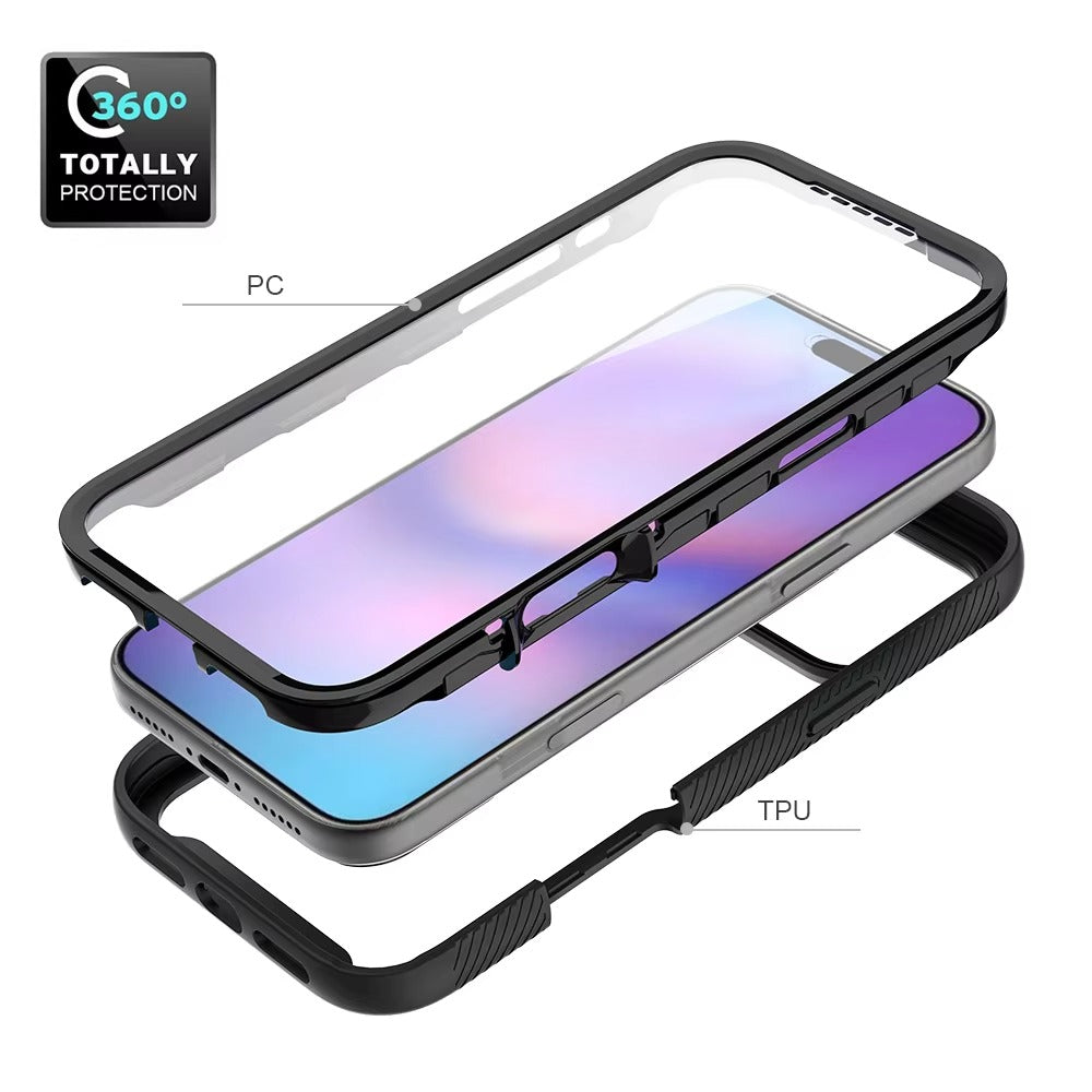 Luxury iPhone Case — 360° Full-Protection Magnetic Clear Cover with Built-In Screen Guard, Shockproof Anti-Fingerprint TPU+PC Design