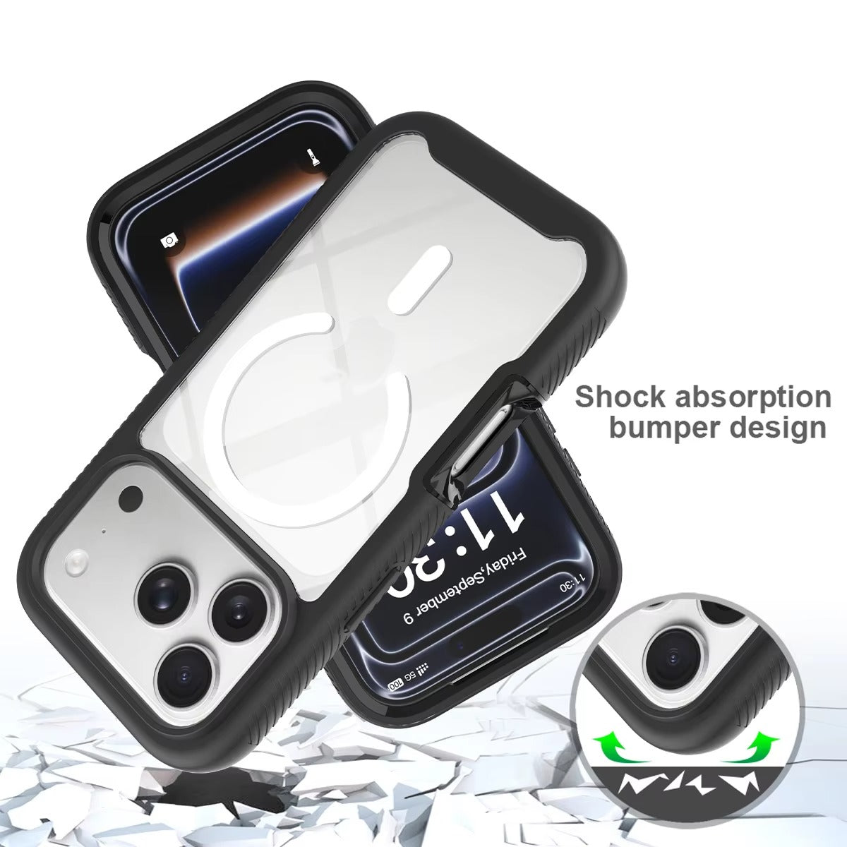 Luxury iPhone Case — 360° Full-Protection Magnetic Clear Cover with Built-In Screen Guard, Shockproof Anti-Fingerprint TPU+PC Design