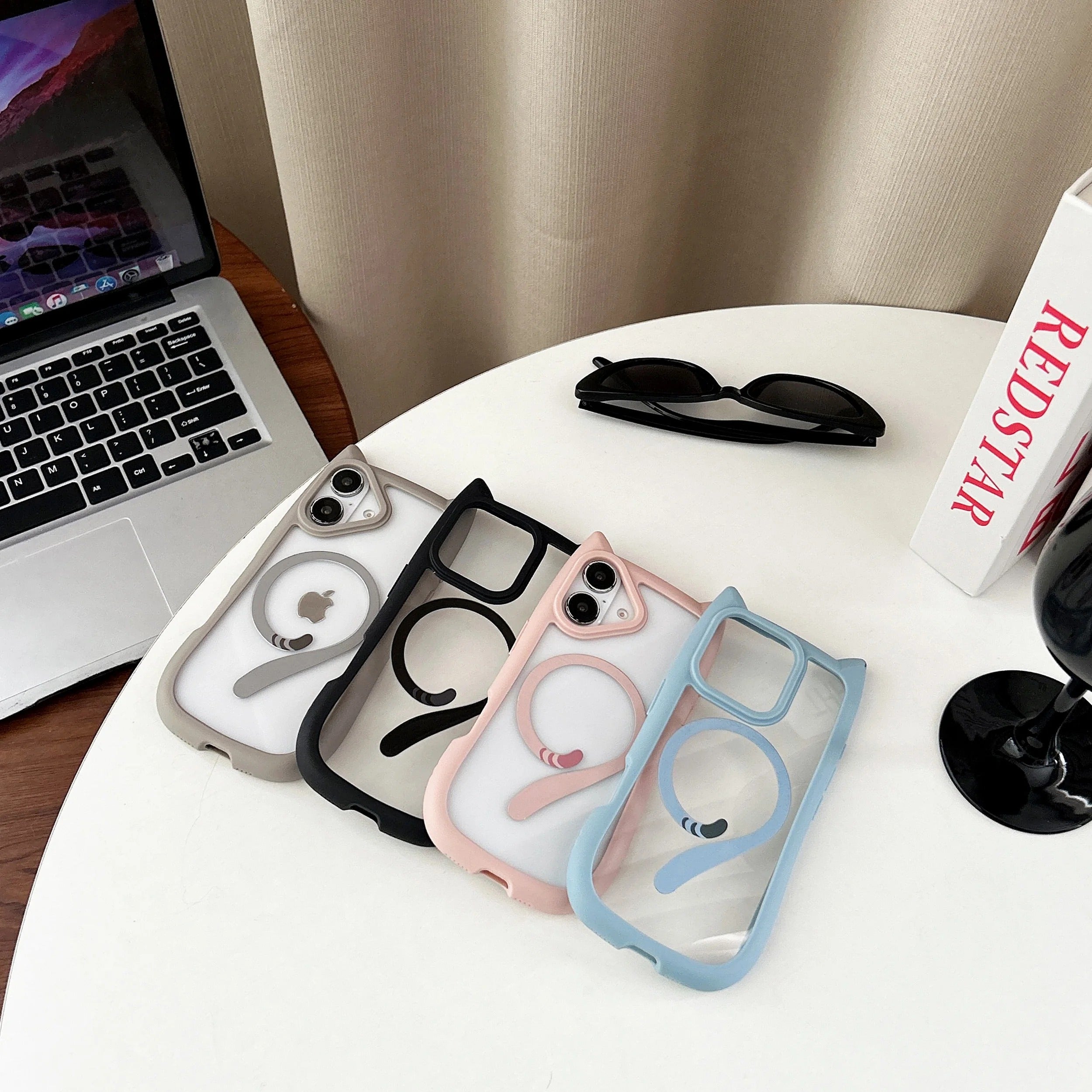 Luxury iPhone Case — 3D Cat Ear MagSafe TPU Cover with Shockproof Protection, Anti-Fingerprint Anti-Scratch Dustproof Non-Slip Transparent Design