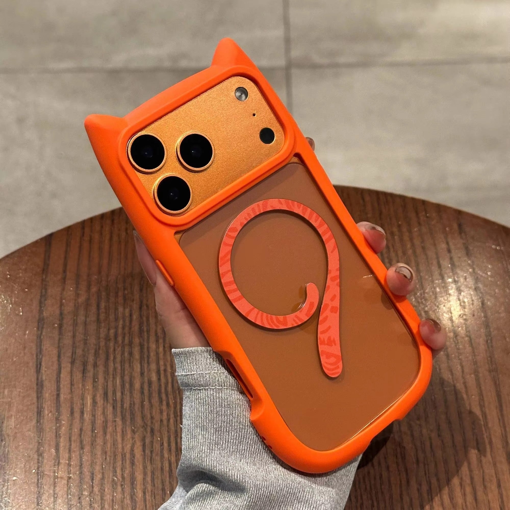 Luxury iPhone Case — 3D Cat Ear MagSafe TPU Cover with Shockproof Protection, Anti-Fingerprint Anti-Scratch Dustproof Non-Slip Transparent Design