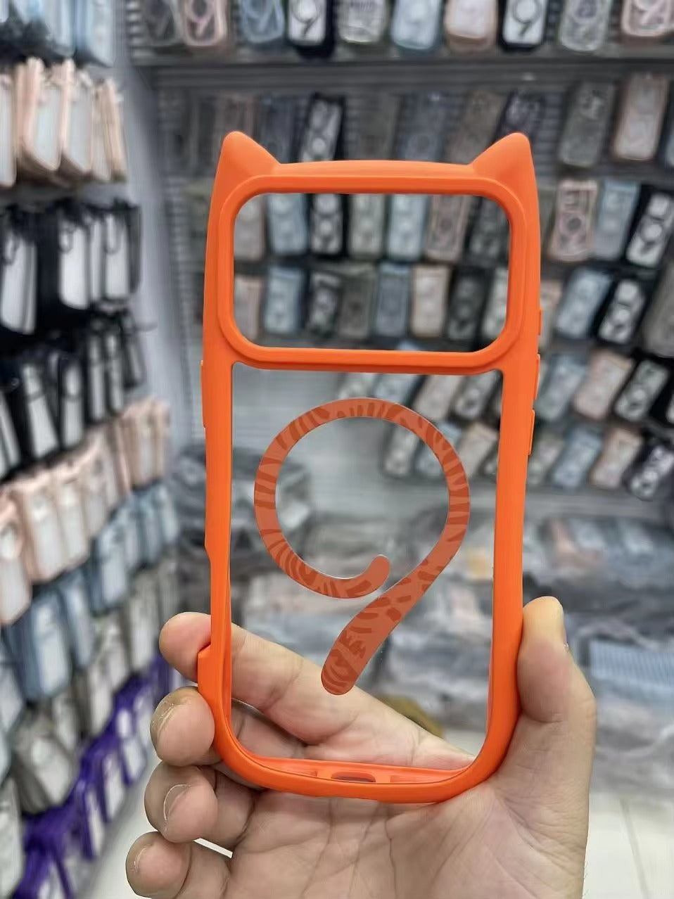 Luxury iPhone Case — 3D Cat Ear MagSafe TPU Cover with Shockproof Protection, Anti-Fingerprint Anti-Scratch Dustproof Non-Slip Transparent Design