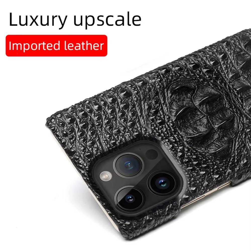 Luxury iPhone Case — 3D Leather Head Design Handmade Back Cover with Premium Protective PC Interior & Stylish Artistic Full-Back Finish