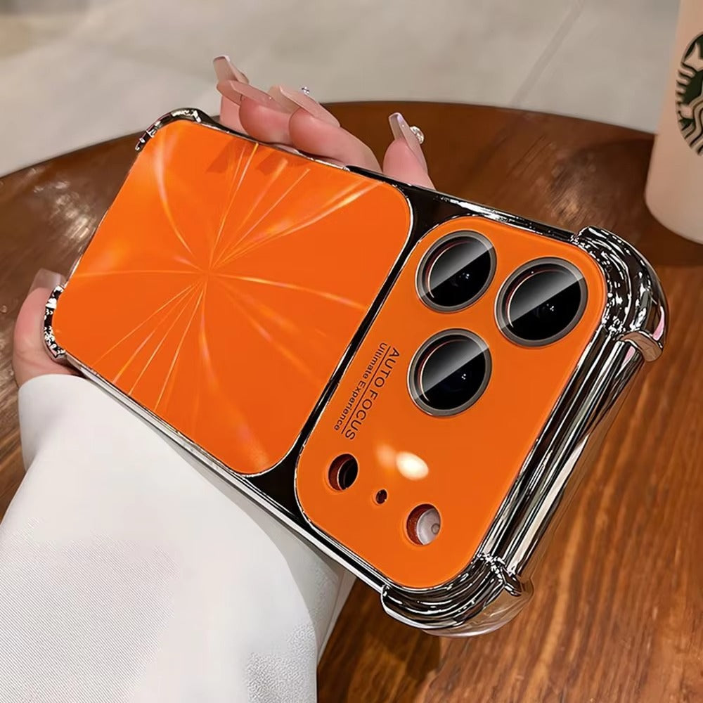 Luxury iPhone Case — 6D Colorful Aurora Electroplated PC Cover with Soft Shockproof Bumper, Large Glass Camera Window and Anti-Fingerprint Dustproof Design
