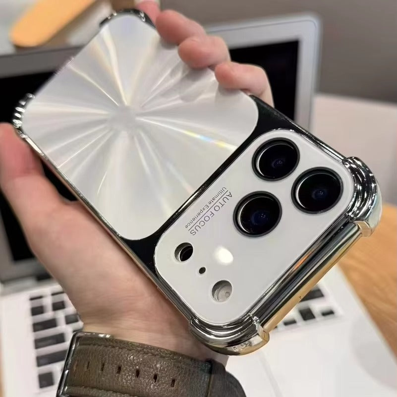 Luxury iPhone Case — 6D Colorful Aurora Electroplated PC Cover with Soft Shockproof Bumper, Large Glass Camera Window and Anti-Fingerprint Dustproof Design