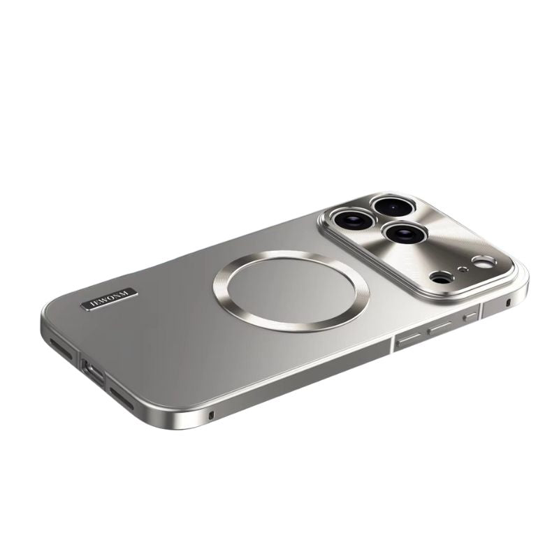 Luxury iPhone Case — All-Aluminum Magnetic Frame with Frosted PC Backplate, Ultra-Thin Shock-Absorbing Protective Design