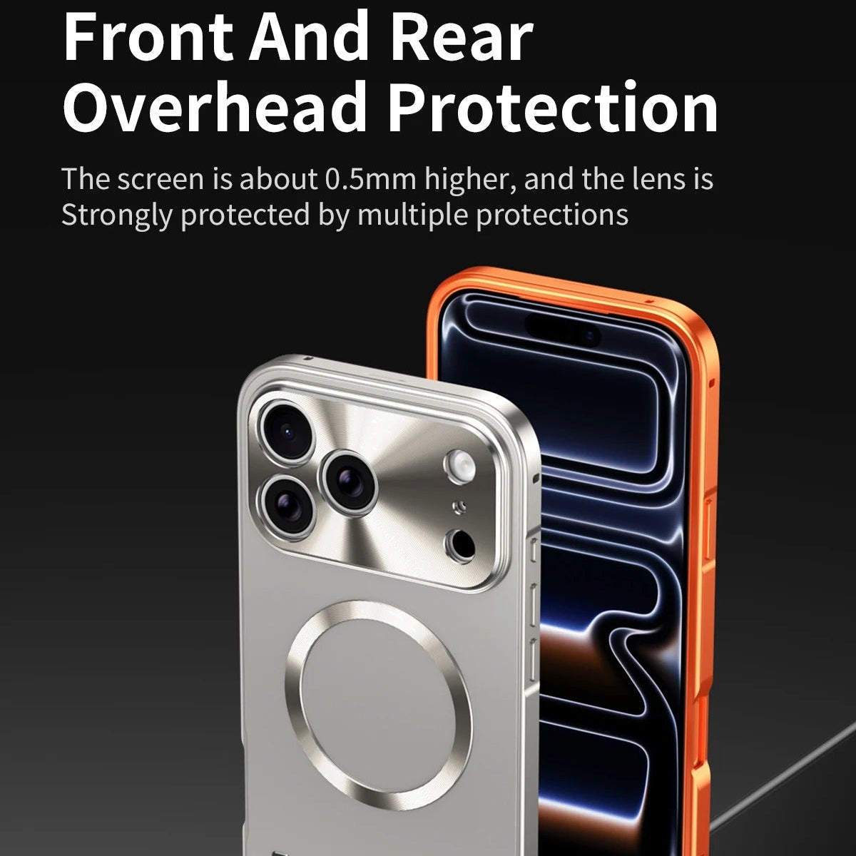 Luxury iPhone Case — All-Aluminum Magnetic Frame with Frosted PC Backplate, Ultra-Thin Shock-Absorbing Protective Design