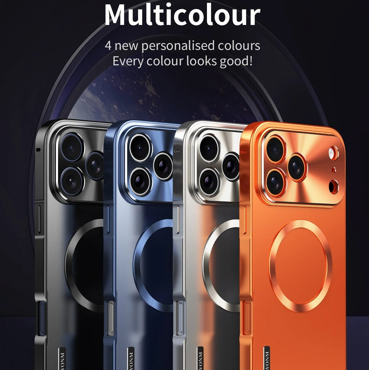 Luxury iPhone Case — All-Aluminum Magnetic Frame with Frosted PC Backplate, Ultra-Thin Shock-Absorbing Protective Design