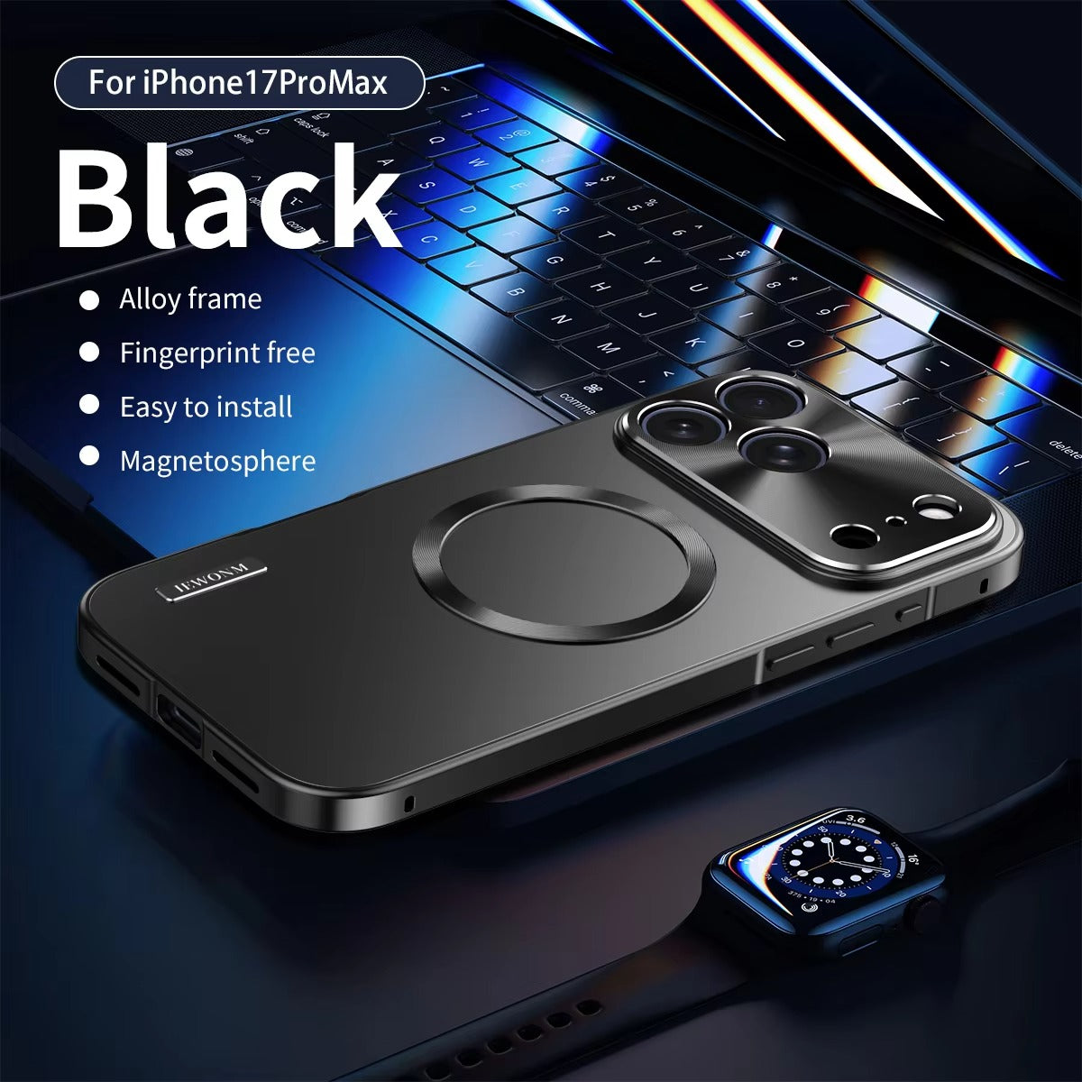 Luxury iPhone Case — All-Aluminum Magnetic Frame with Frosted PC Backplate, Ultra-Thin Shock-Absorbing Protective Design