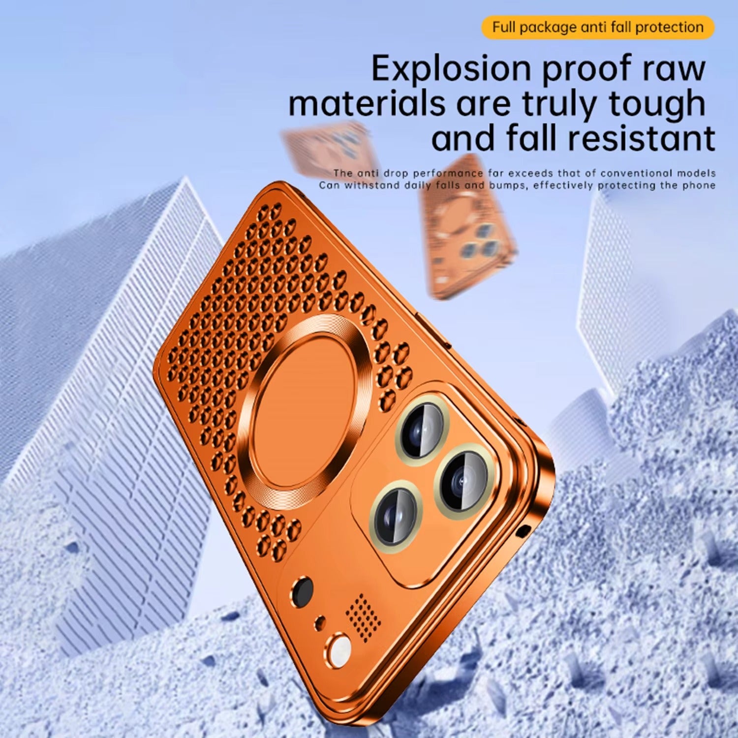 Luxury iPhone Case — Aluminum Alloy Magnetic Cover with Heat-Dissipation Metal Frame, Anti-Fall Protection and Camera Lens Guard