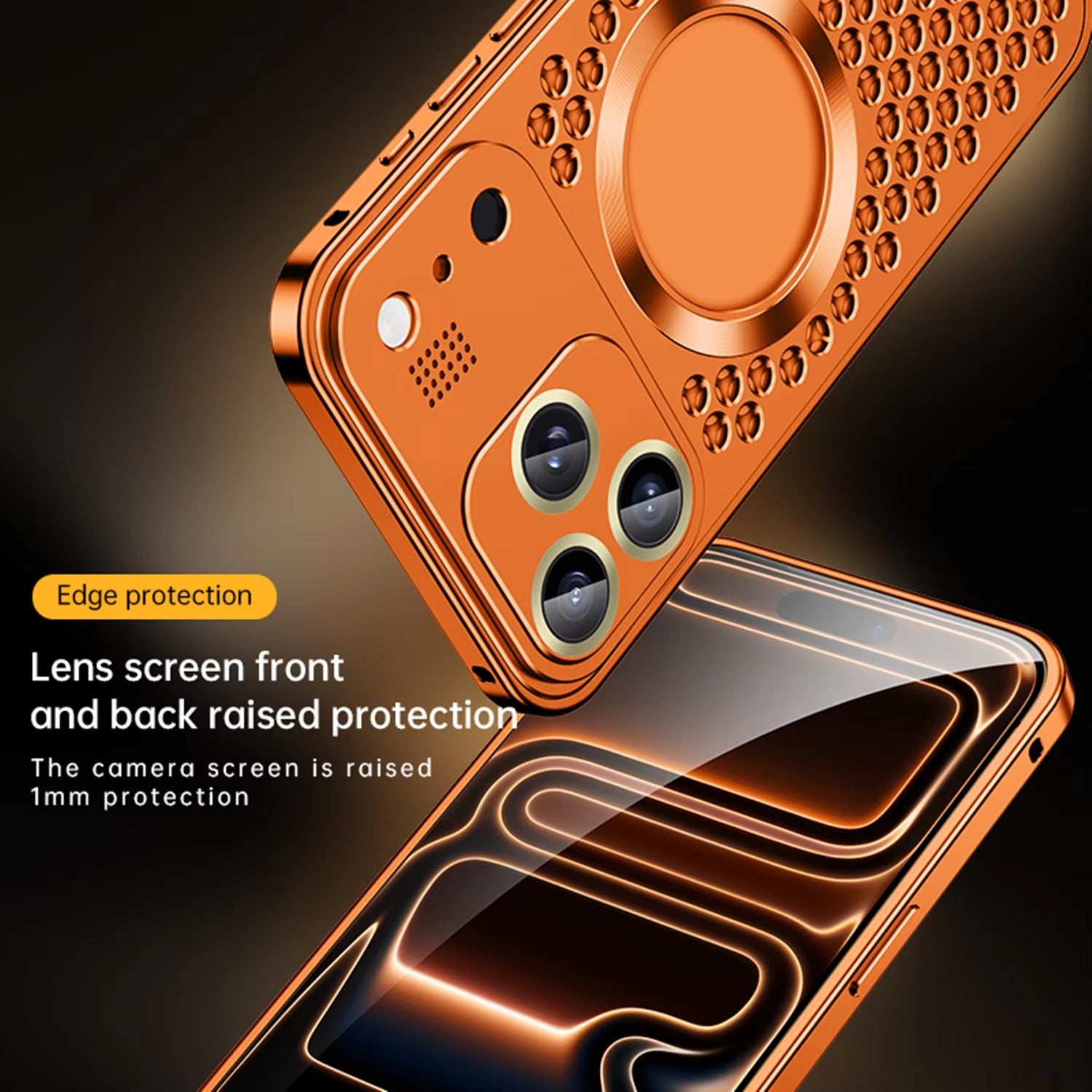 Luxury iPhone Case — Aluminum Alloy Magnetic Cover with Heat-Dissipation Metal Frame, Anti-Fall Protection and Camera Lens Guard