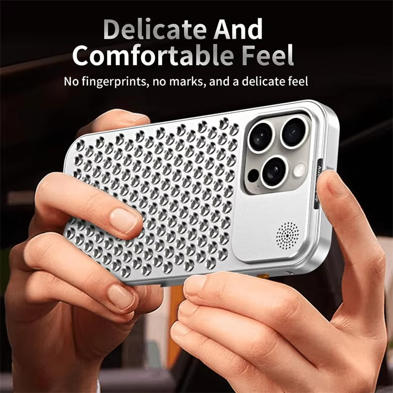 Luxury iPhone Case — Aluminum Aromatherapy Heat-Dissipation Cover with Auto-Popup Fragrance, Shockproof Metal Frame and Anti-Fingerprint Lightweight Design