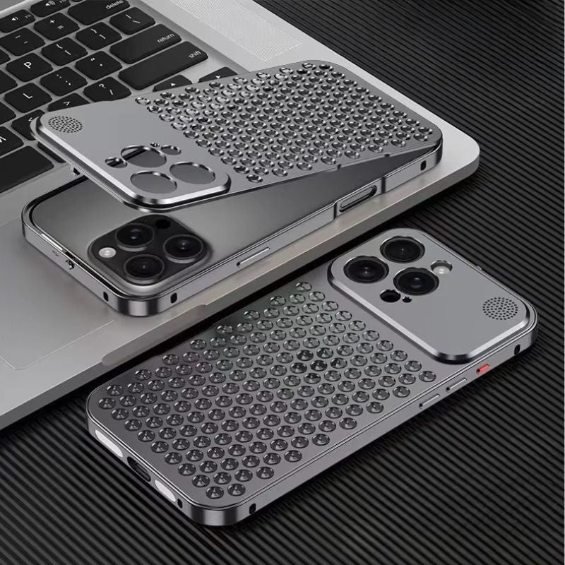 Luxury iPhone Case — Aluminum Aromatherapy Heat-Dissipation Cover with Auto-Popup Fragrance, Shockproof Metal Frame and Anti-Fingerprint Lightweight Design