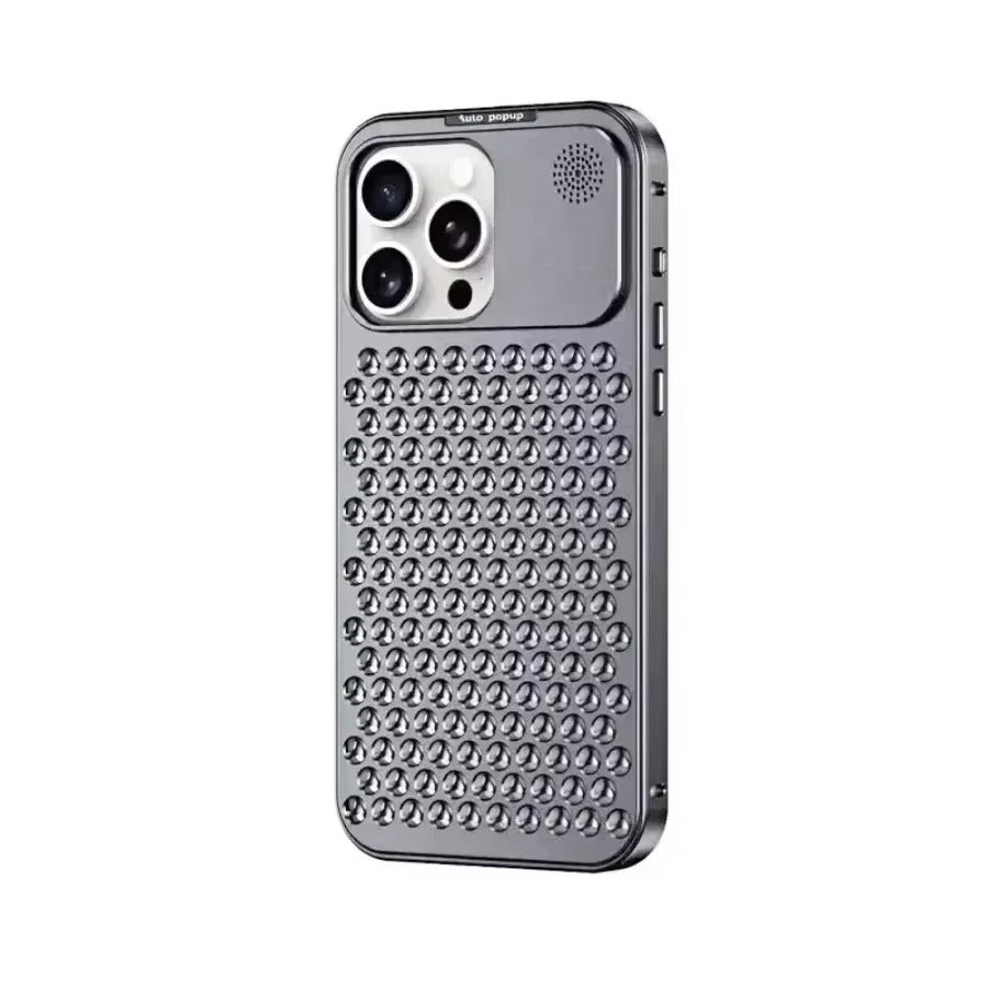 Luxury iPhone Case — Aluminum Aromatherapy Heat-Dissipation Cover with Auto-Popup Fragrance, Shockproof Metal Frame and Anti-Fingerprint Lightweight Design