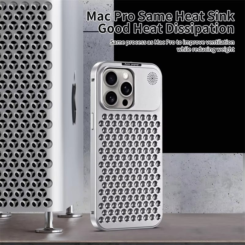 Luxury iPhone Case — Aluminum Aromatherapy Heat-Dissipation Cover with Auto-Popup Fragrance, Shockproof Metal Frame and Anti-Fingerprint Lightweight Design
