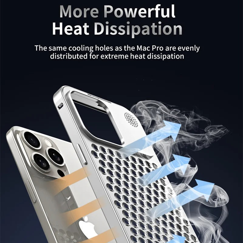 Luxury iPhone Case — Aluminum Aromatherapy Heat-Dissipation Cover with Auto-Popup Fragrance, Shockproof Metal Frame and Anti-Fingerprint Lightweight Design