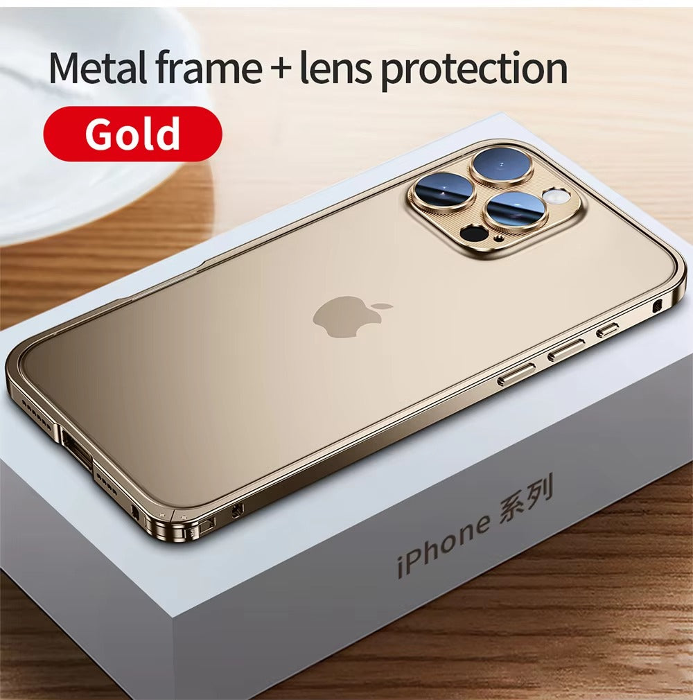 Luxury iPhone Case — Anti-Fingerprint, Anti-Scratch, Dustproof Tough Cover with Durable Aluminum Metal Frame and Anti-Drop Protection