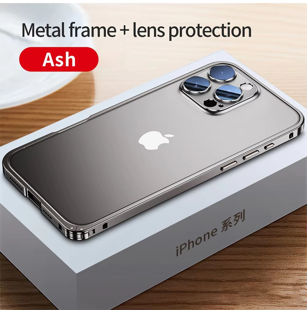 Luxury iPhone Case — Anti-Fingerprint, Anti-Scratch, Dustproof Tough Cover with Durable Aluminum Metal Frame and Anti-Drop Protection