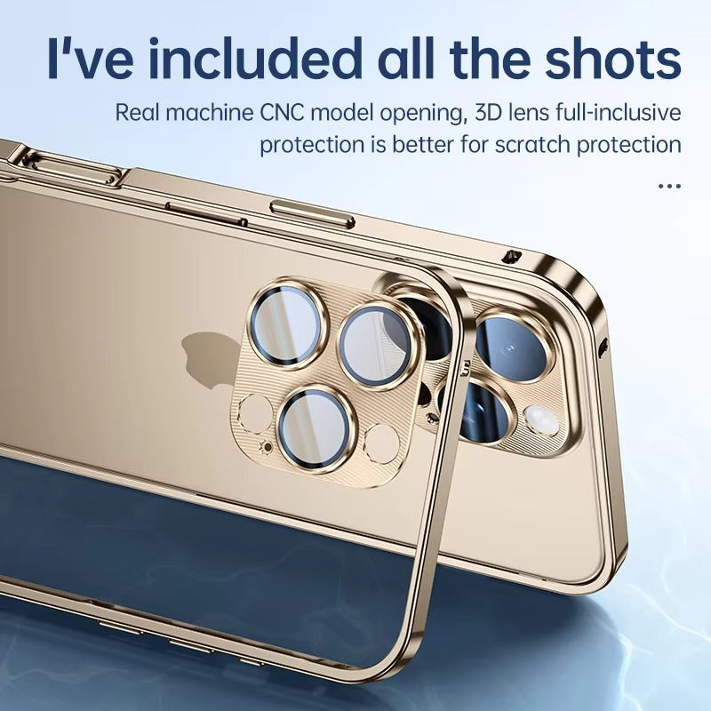 Luxury iPhone Case — Anti-Fingerprint, Anti-Scratch, Dustproof Tough Cover with Durable Aluminum Metal Frame and Anti-Drop Protection