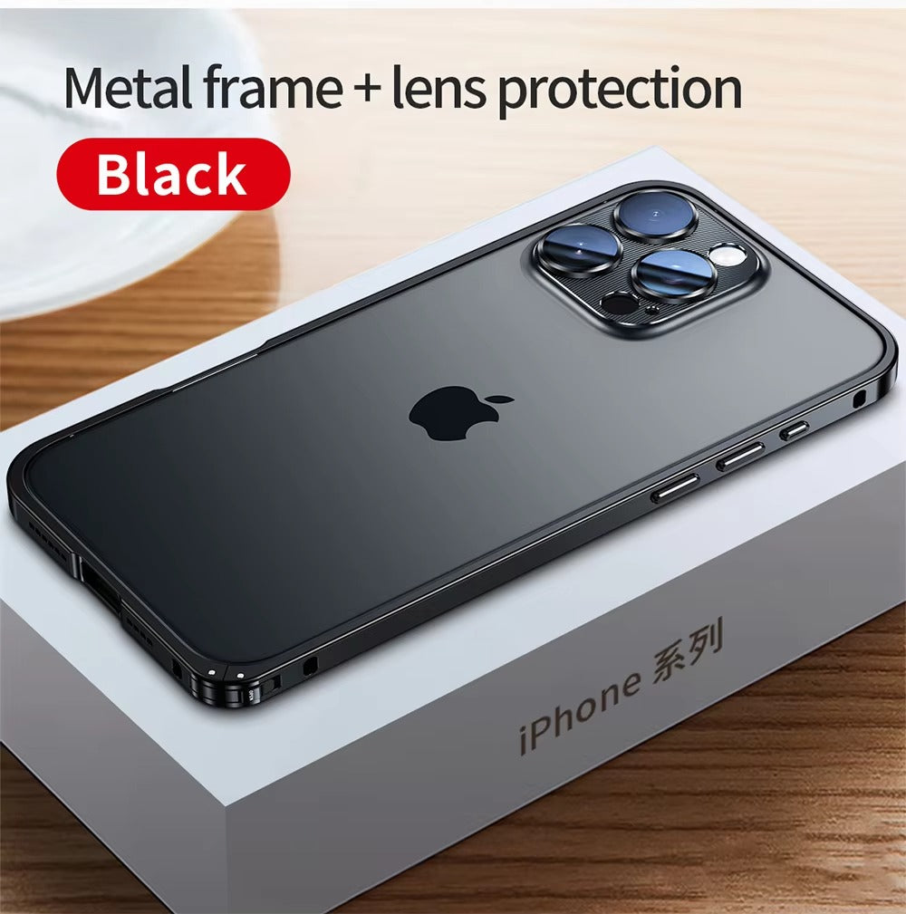 Luxury iPhone Case — Anti-Fingerprint, Anti-Scratch, Dustproof Tough Cover with Durable Aluminum Metal Frame and Anti-Drop Protection